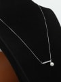 thumb Brass Cubic Zirconia White Geometric Minimalist Long Strand Necklace 0