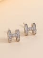 thumb 925 Sterling Silver Cubic Zirconia Letter Classic Stud Earring 0