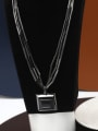 thumb Tin Alloy Glass Stone Black Square Minimalist Long Strand Necklace 0