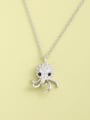 thumb 925 Sterling Silver Cubic Zirconia White Octopus Minimalist Long Strand Necklace 1