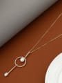 thumb Brass Imitation Pearl White Key Minimalist Long Strand Necklace 1