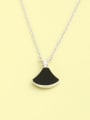 thumb 925 Sterling Silver Cubic Zirconia Acrylic Leaf Minimalist Necklace 2
