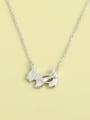 thumb 925 Sterling Silver Cubic Zirconia White Dog Minimalist Long Strand Necklace 0