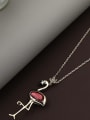 thumb Brass Rhinestone Pink Tassel Minimalist Long Strand Necklace 0