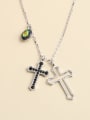 thumb 925 Sterling Silver Crystal Multi Color Cross Minimalist Necklace 0