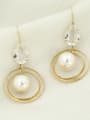 thumb Brass Imitation Pearl White Round Classic Drop Earring 0