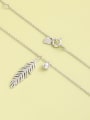 thumb 925 Sterling Silver Crystal White Leaf Minimalist Long Strand Necklace 1