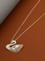 thumb Brass Rhinestone White Swan Minimalist Long Strand Necklace 0