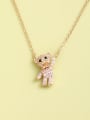 thumb 925 Sterling Silver Cubic Zirconia Pink Bear Minimalist Necklace 2