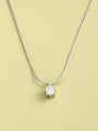 thumb 925 Sterling Silver Cubic Zirconia White Round Minimalist Necklace 1