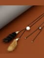 thumb Brass Imitation Pearl White Tassel Minimalist Long Strand Necklace 1