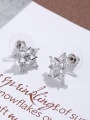 thumb Brass  Cubic Zirconia simple five pointed star Earrings 1