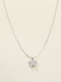 thumb 925 Sterling Silver Cubic Zirconia White Flower Minimalist Long Strand Necklace 1