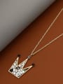 thumb Brass Cubic Zirconia White Crown Minimalist Long Strand Necklace 0