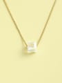 thumb 925 Sterling Silver Crystal White Square Minimalist Long Strand Necklace 0