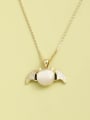 thumb 925 Sterling Silver Cats Eye White Animal Minimalist Long Strand Necklace 0