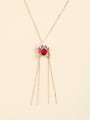 thumb 925 Sterling Silver Crystal Red Enamel Classic Necklace 0