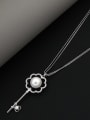 thumb Brass Imitation Pearl White Key Minimalist Long Strand Necklace 2