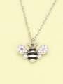 thumb 925 Sterling Silver Cubic Zirconia White Bee Minimalist Necklace 0
