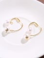 thumb Brass  Freshwater Pearl   fashionable  Simple geometry earrings 0