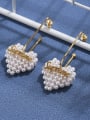 thumb Brass  Imitation Pearl  Metal   heart-shaped long earrings 2