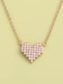 thumb 925 Sterling Silver Cubic Zirconia Pink Heart Minimalist Long Strand Necklace 0