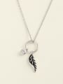 thumb 925 Sterling Silver Cubic Zirconia White Leaf Classic Choker Necklace 0