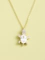 thumb 925 Sterling Silver Cubic Zirconia White Turtle Minimalist Long Strand Necklace 0