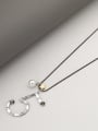 thumb Brass Cubic Zirconia White Number Minimalist Long Strand Necklace 2