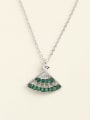 thumb 925 Sterling Silver Cubic Zirconia Green Geometric Minimalist Long Strand Necklace 1