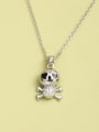 thumb 925 Sterling Silver Cubic Zirconia White Skull Minimalist Long Strand Necklace 1