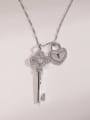 thumb Brass Cubic Zirconia White Key Trend Long Strand Necklace 0