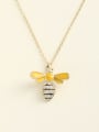 thumb 925 Sterling Silver Cubic Zirconia White Enamel Bee Minimalist Long Strand Necklace 0