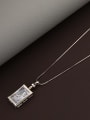 thumb Brass Glass Stone White Rectangle Minimalist Long Strand Necklace 1