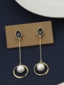 thumb Brass Imitation Pearl White Round Minimalist Drop Earring 2