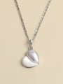 thumb 925 Sterling Silver Cats Eye White Heart Minimalist Necklace 0