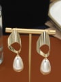 thumb Brass Imitation Pearl White Geometric Classic Drop Earring 1