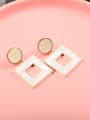 thumb Brass Resin White Square Dainty Drop Earring 0
