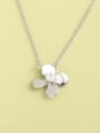 thumb 925 Sterling Silver Cubic Zirconia White Flower Minimalist Long Strand Necklace 0