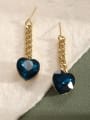 thumb Brass Cubic Zirconia Blue Heart Dainty Drop Earring 0