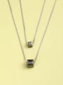 thumb 925 Sterling Silver Crystal Black Square Minimalist Multi Strand Necklace 1