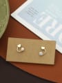 thumb Brass Imitation Pearl White Geometric Minimalist Stud Earring 0