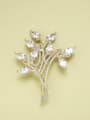 thumb Brass Cubic Zirconia White Tree Minimalist Brooch 0