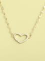 thumb 925 Sterling Silver Cubic Zirconia White Heart Minimalist Long Strand Necklace 0