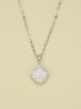 thumb 925 Sterling Silver Cubic Zirconia White Square Minimalist Necklace 1