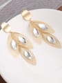 thumb Brass  Gladd Stone White Feather Dainty Drop Earring 0