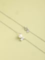 thumb 925 Sterling Silver Imitation Pearl White Rectangle Minimalist Long Strand Necklace 1