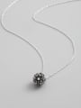 thumb 925 Sterling Silver Crystal Black Round Minimalist Necklace 0