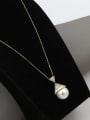 thumb Brass Imitation Pearl White Geometric Minimalist Long Strand Necklace 0