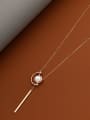 thumb Brass Imitation Pearl White Geometric Minimalist Long Strand Necklace 1